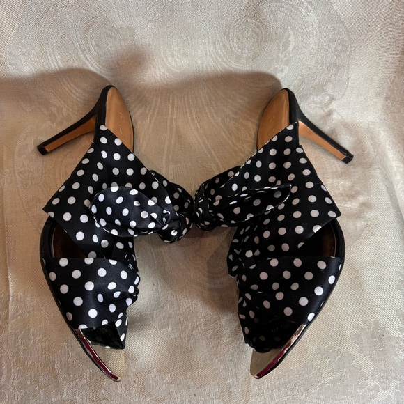 TED BAKER Sz 39.5 Seranad Polka Dot Heel Slip On Open Toe Bow Sandals Mules - Picture 8 of 10